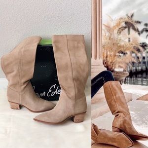✨SAM EDELMAN Rowena Suede Knee Boots Taupe